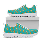 Teal Pizza Pattern Print White Sneakers