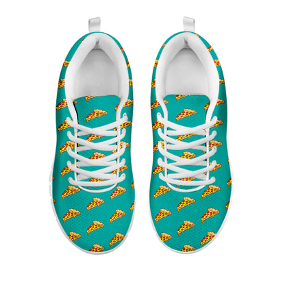 Teal Pizza Pattern Print White Sneakers