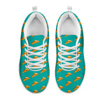 Teal Pizza Pattern Print White Sneakers