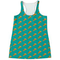 Teal Pizza Pattern Print Women's Racerback Tank Top