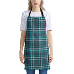 Teal Plaid Pattern Print Apron