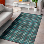 Teal Plaid Pattern Print Area Rug