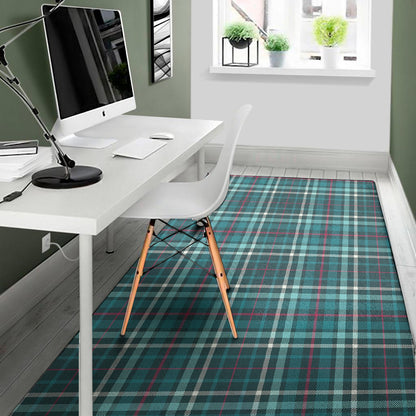 Teal Plaid Pattern Print Area Rug
