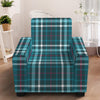 Teal Plaid Pattern Print Armchair Slipcover