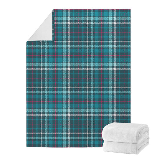 Teal Plaid Pattern Print Blanket