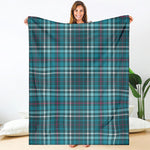 Teal Plaid Pattern Print Blanket