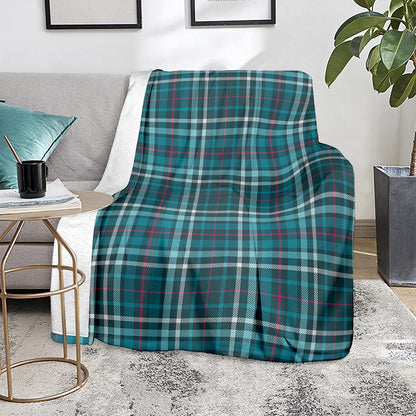Teal Plaid Pattern Print Blanket