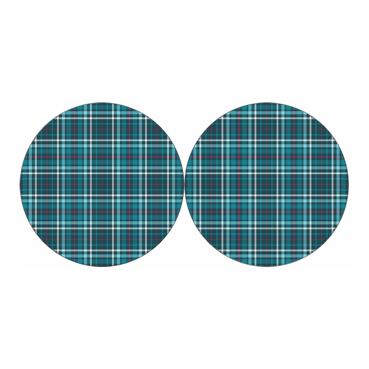 Teal Plaid Pattern Print Car Coasters