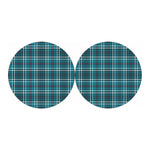 Teal Plaid Pattern Print Car Coasters