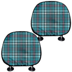 Teal Plaid Pattern Print Car Headrest Covers