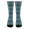 Teal Plaid Pattern Print Crew Socks