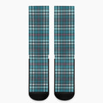 Teal Plaid Pattern Print Crew Socks