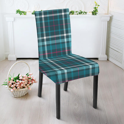 Teal Plaid Pattern Print Dining Chair Slipcover