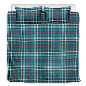 Teal Plaid Pattern Print Duvet Cover Bedding Set