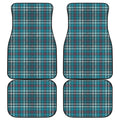 Teal Plaid Pattern Print Front and Back Car Floor Mats