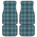 Teal Plaid Pattern Print Front and Back Car Floor Mats