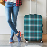 Teal Plaid Pattern Print Luggage Cover