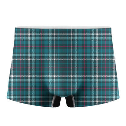 Teal Plaid Pattern Print Men's Boxer Briefs