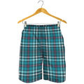 Teal Plaid Pattern Print Men's Shorts
