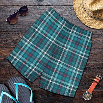 Teal Plaid Pattern Print Men's Shorts