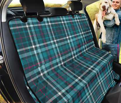 Teal Plaid Pattern Print Pet Car Back Seat Cover