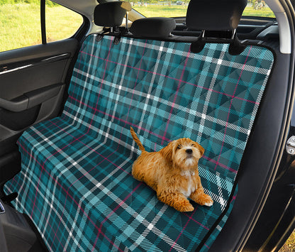 Teal Plaid Pattern Print Pet Car Back Seat Cover