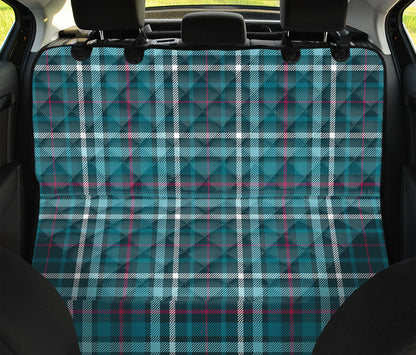 Teal Plaid Pattern Print Pet Car Back Seat Cover