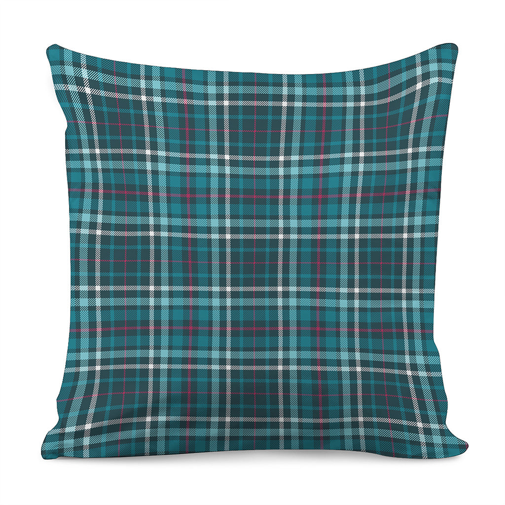 Teal Plaid Pattern Print Pillow Cover