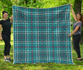 Teal Plaid Pattern Print Quilt