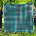 Teal Plaid Pattern Print Quilt