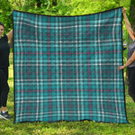 Teal Plaid Pattern Print Quilt