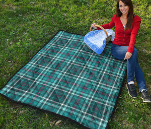 Teal Plaid Pattern Print Quilt