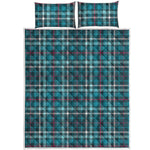 Teal Plaid Pattern Print Quilt Bed Set