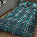 Teal Plaid Pattern Print Quilt Bed Set