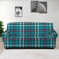 Teal Plaid Pattern Print Sofa Cover