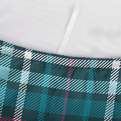 Teal Plaid Pattern Print Sofa Cover