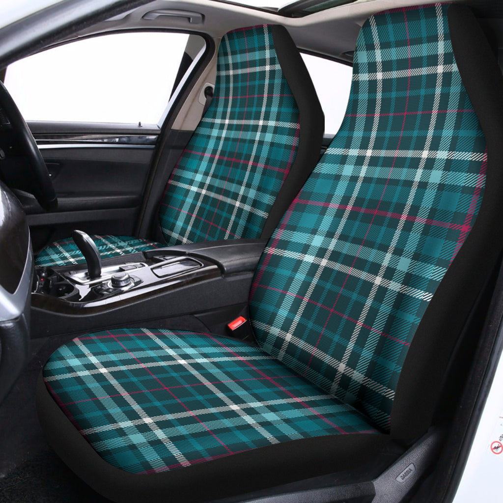 Teal Plaid Pattern Print Universal Fit Car Seat Covers