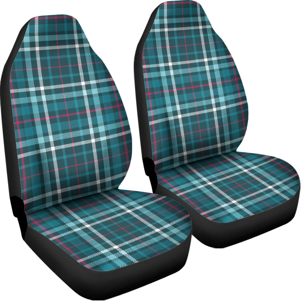 Teal Plaid Pattern Print Universal Fit Car Seat Covers