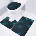 Teal Polygonal Dot Geometric Print 3 Piece Bath Mat Set
