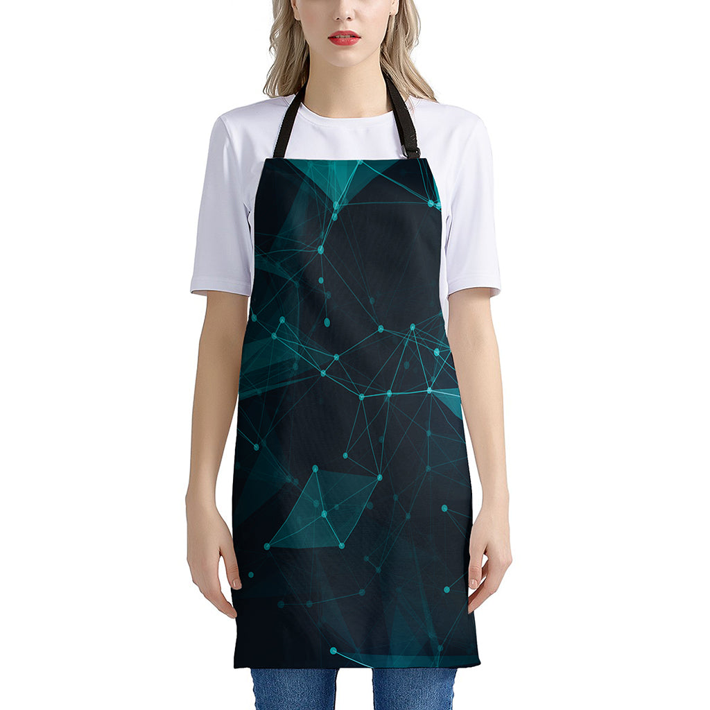 Teal Polygonal Dot Geometric Print Apron