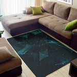 Teal Polygonal Dot Geometric Print Area Rug