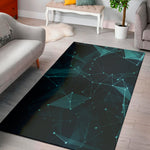 Teal Polygonal Dot Geometric Print Area Rug