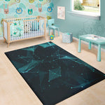 Teal Polygonal Dot Geometric Print Area Rug