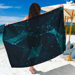 Teal Polygonal Dot Geometric Print Beach Sarong Wrap