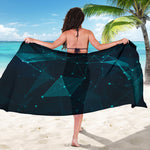 Teal Polygonal Dot Geometric Print Beach Sarong Wrap