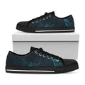 Teal Polygonal Dot Geometric Print Black Low Top Sneakers
