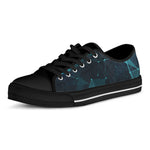 Teal Polygonal Dot Geometric Print Black Low Top Shoes