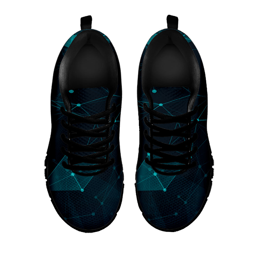 Teal Polygonal Dot Geometric Print Black Sneakers