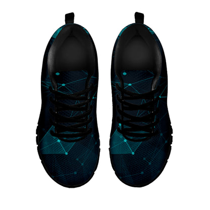 Teal Polygonal Dot Geometric Print Black Sneakers