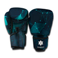 Teal Polygonal Dot Geometric Print Boxing Gloves
